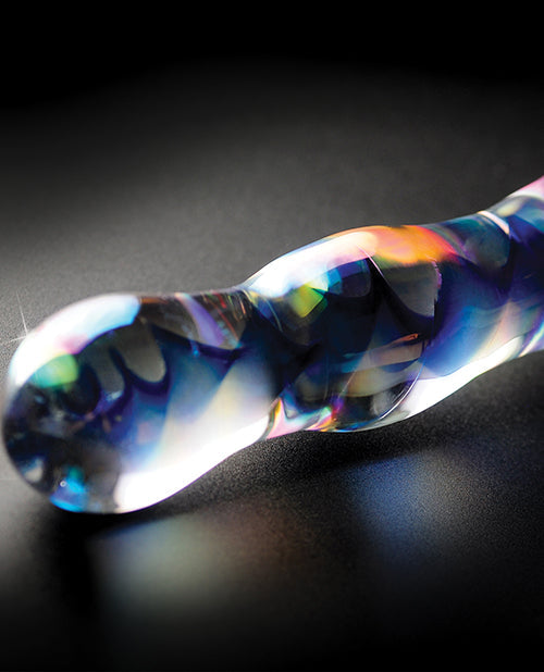 Icicles No. 8 Glass Massager with Blue Swirls