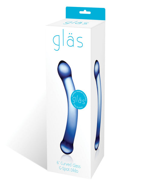 Glas 6" Curved Glass G-spot Dildo Blue