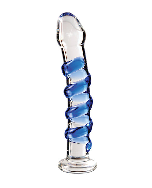 Icicles No. 5 Glass Massager with Blue Swirls