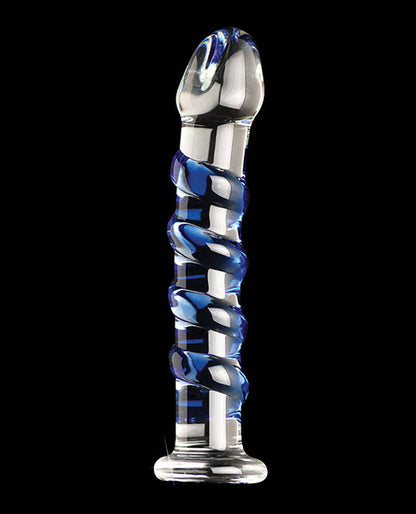 Icicles No. 5 Glass Massager with Blue Swirls
