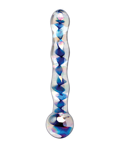 Icicles No. 8 Glass Massager with Blue Swirls