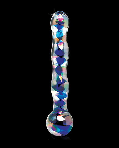 Icicles No. 8 Glass Massager with Blue Swirls