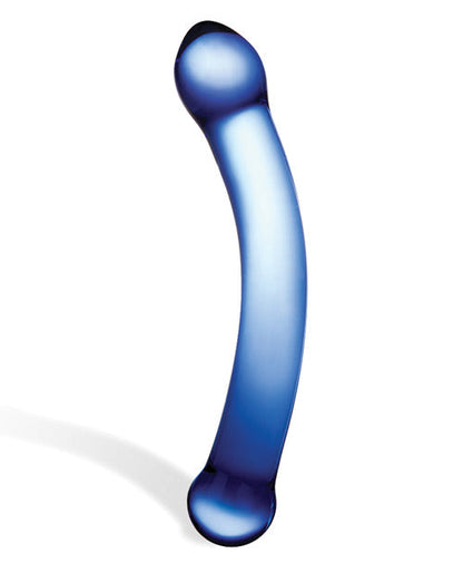 Glas 6" Curved Glass G-spot Dildo Blue