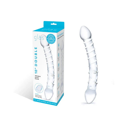 Glas Double Trouble 10 inch Glass Dildo Clear