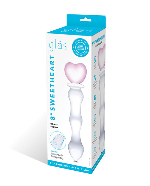 Glas 8" Sweetheart Glass Dildo Pink/Clear
