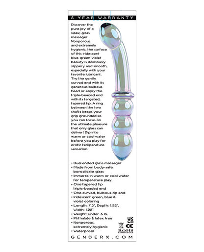 Gender X Lustrous Galaxy Wand Glass Massager - Green