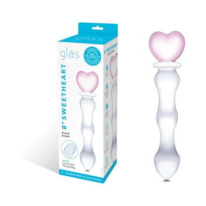 Glas 8" Sweetheart Glass Dildo Pink/Clear