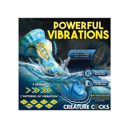 Creature Cocks Sea Stallion Vibrating Dildo - Blue/Yellow