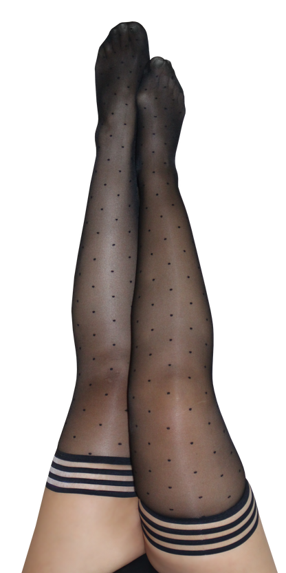 Ally: 1940s Polka Dot Flashback Thigh Highs. Petite to Plus Size