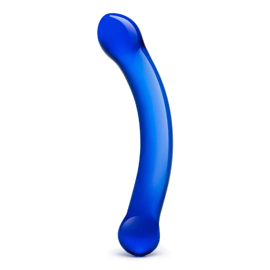 Glas 6" Curved Glass G-spot Dildo Blue