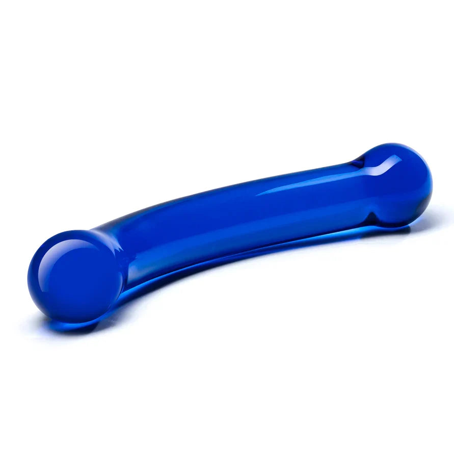 Glas 6" Curved Glass G-spot Dildo Blue