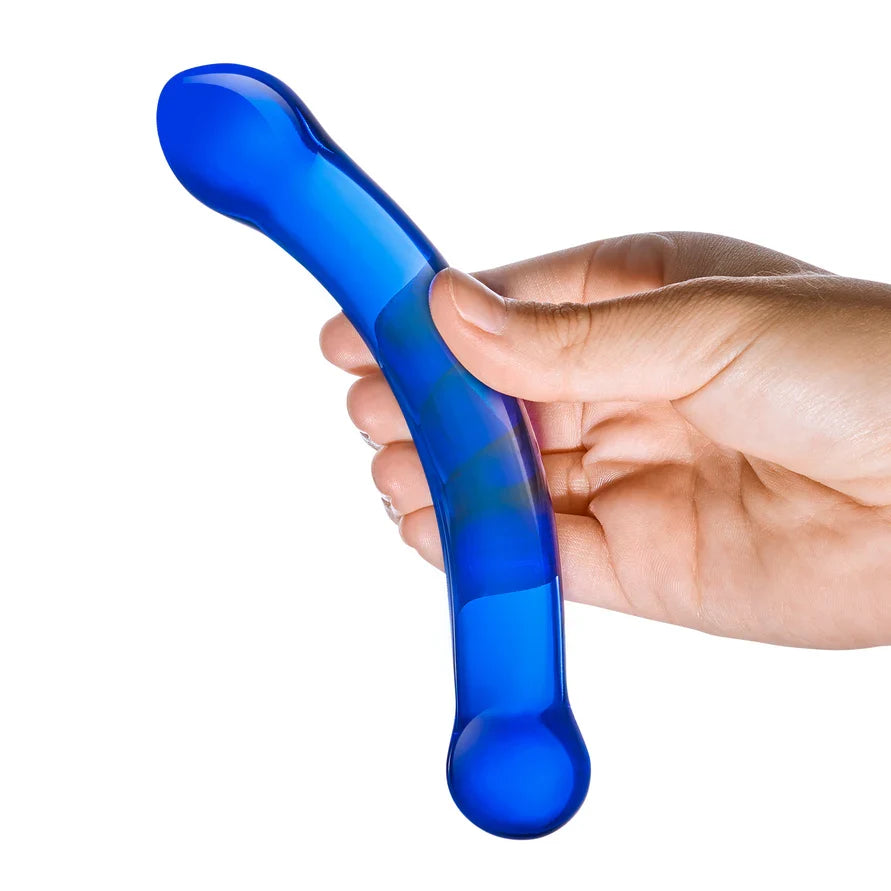 Glas 6" Curved Glass G-spot Dildo Blue