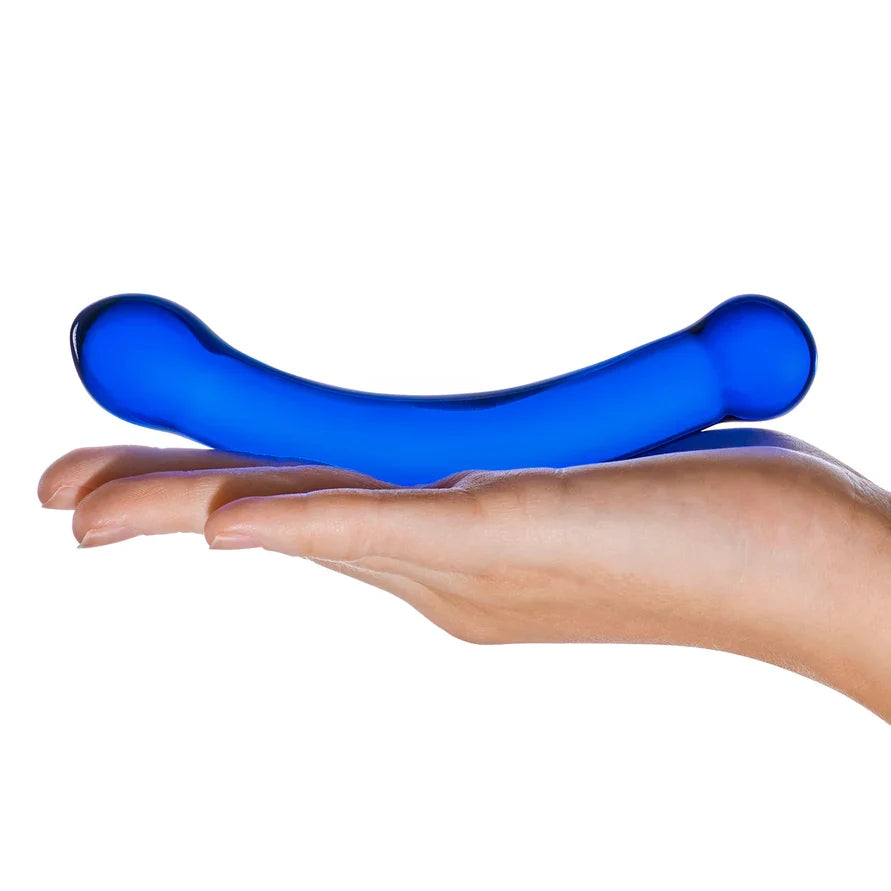 Glas 6" Curved Glass G-spot Dildo Blue