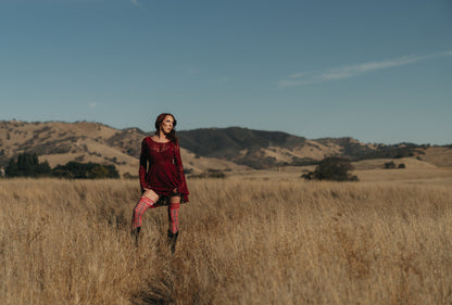 Grace: Red Plaid Thigh Highs. Petite to Plus Size