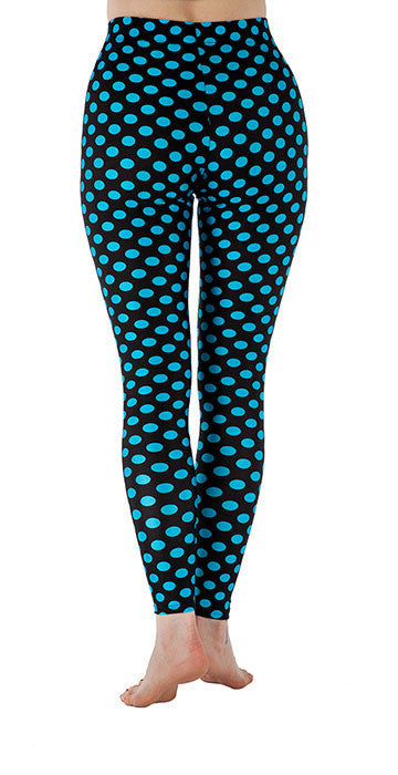 Black with Blue Dots Spandex Leggings