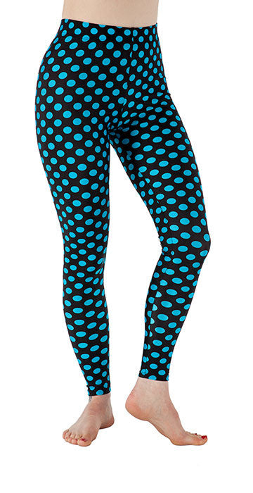 Black with Blue Dots Spandex Leggings