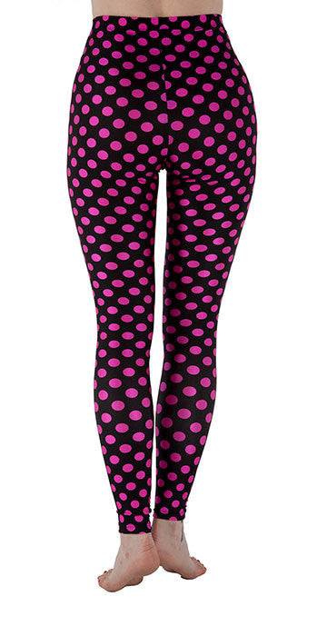 Black and Pink Dots Spandex Leggings