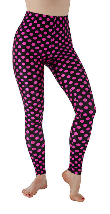 Black and Pink Dots Spandex Leggings