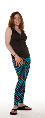 Black with Blue Dots Spandex Leggings