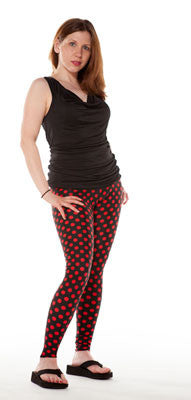 Tasty Tiger Spandex Leggings Black and Red Dot
